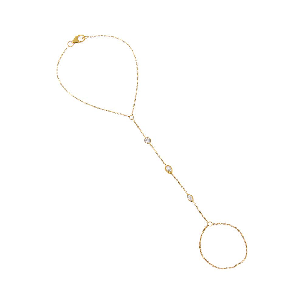 14K Gold Lab Grown Diamond Multi-Shape Bezel Hand Chain 14K - Adina Eden's Jewels