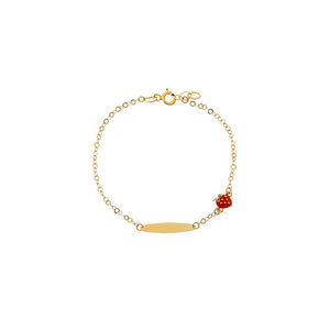 Red Kids Strawberry Charm ID Bracelet 14K - Adina Eden's Jewels