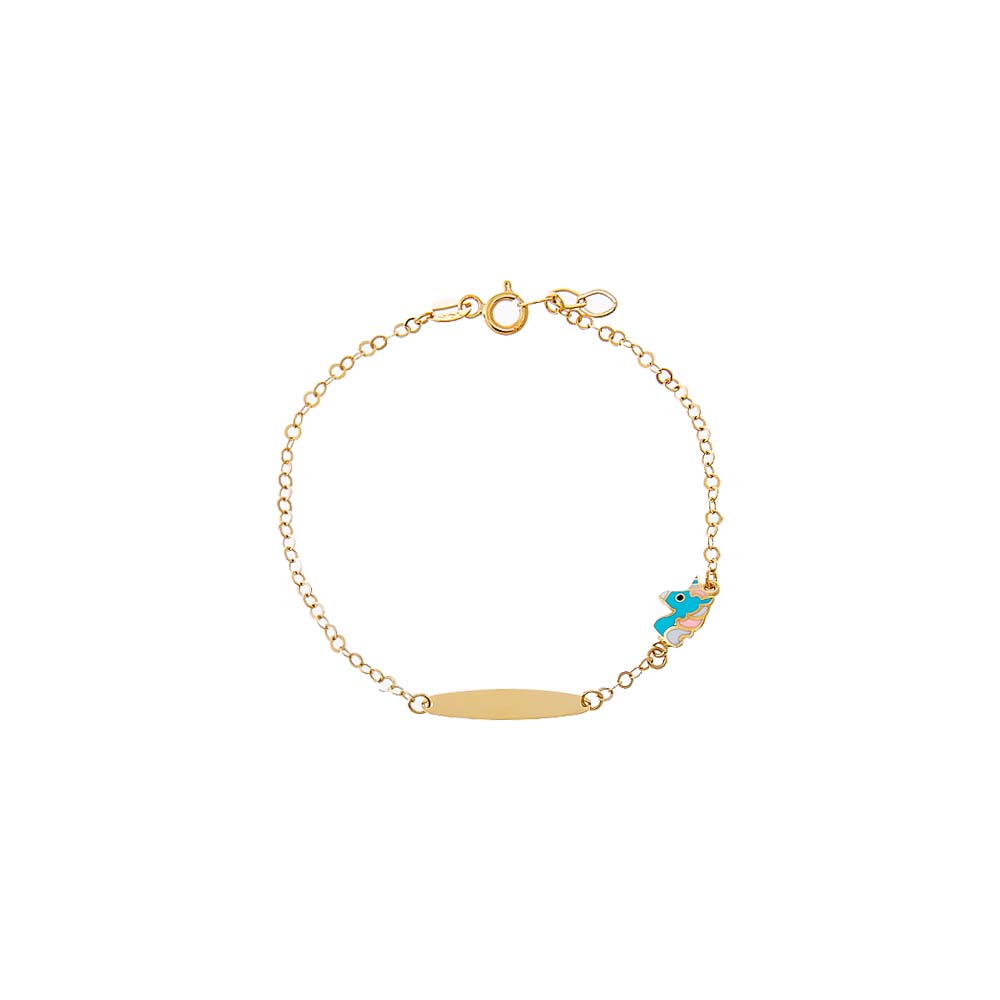 Multi-Color/14K Gold Kids Unicorn Charm ID Bracelet 14K - Adina Eden's Jewels