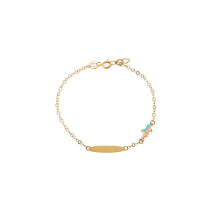 Multi-Color/14K Gold Kids Pastel Butterfly Charm ID Bracelet 14K - Adina Eden's Jewels