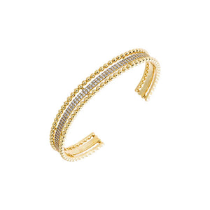 Beaded Multi Row Pavé Open Bangle