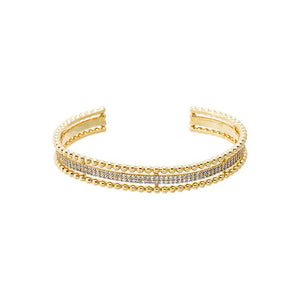Beaded Multi Row Pavé Open Bangle