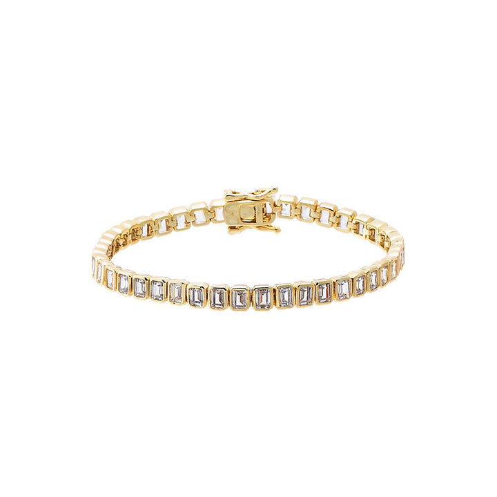 CZ Emerald Bezel Set Tennis Bracelet – Adina Eden