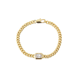 Gold CZ Cushion Cut Bezel Set Cuban Bracelet - Adina Eden's Jewels