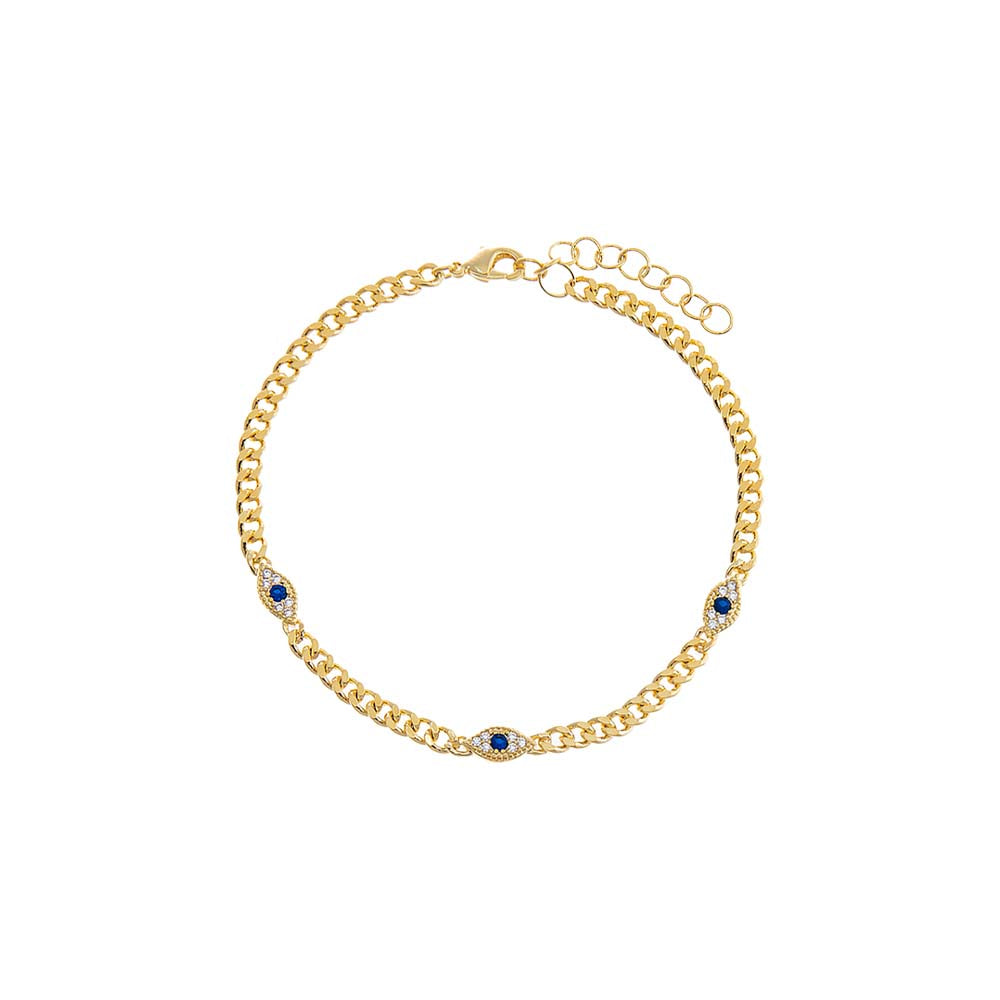 Multi Evil Eye Cuban Chain Bracelet