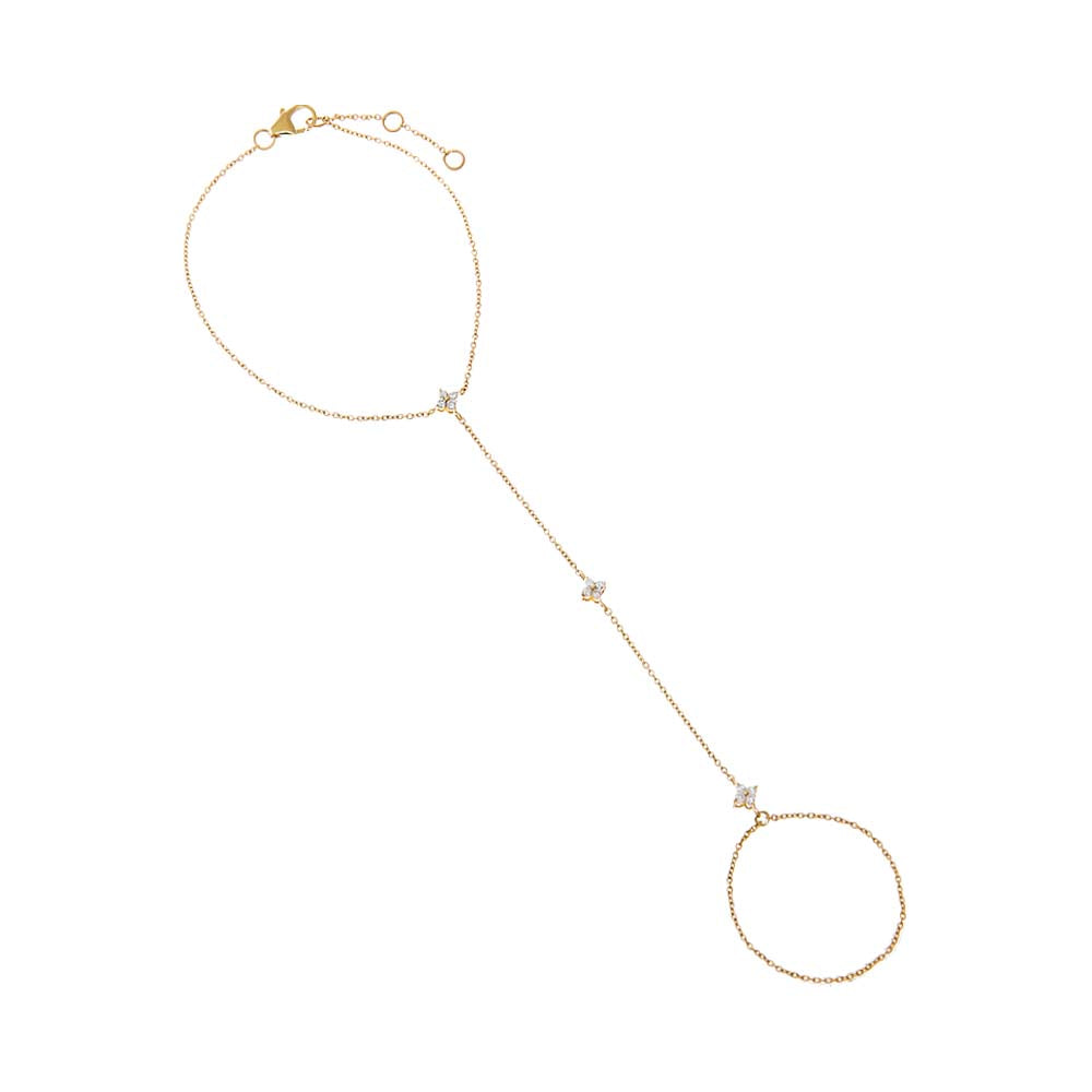 14K Gold Diamond Multi Flower Cluster Hand Chain 14K - Adina Eden's Jewels