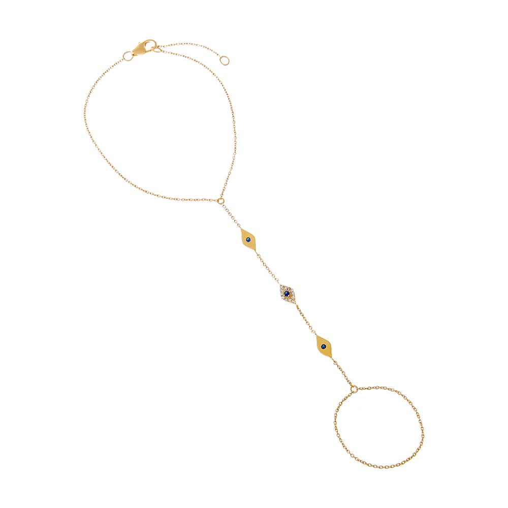 14K Gold Diamond Multi Evil Eye Hand Chain 14K - Adina Eden's Jewels
