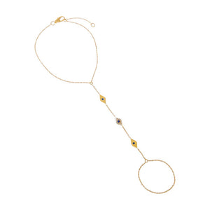 14K Gold Diamond Multi Evil Eye Hand Chain 14K - Adina Eden's Jewels