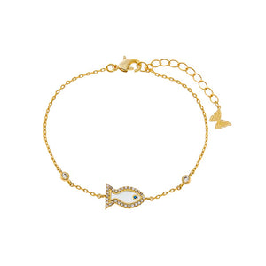 Gold Colored Stone Fish Outline Bracelet - Adina Eden's Jewels
