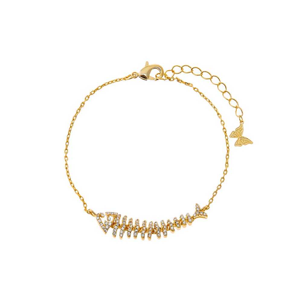 Gold Fishbone Chain Bracelet - Adina Eden's Jewels