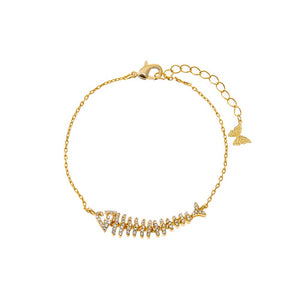 Gold Fishbone Chain Bracelet - Adina Eden's Jewels