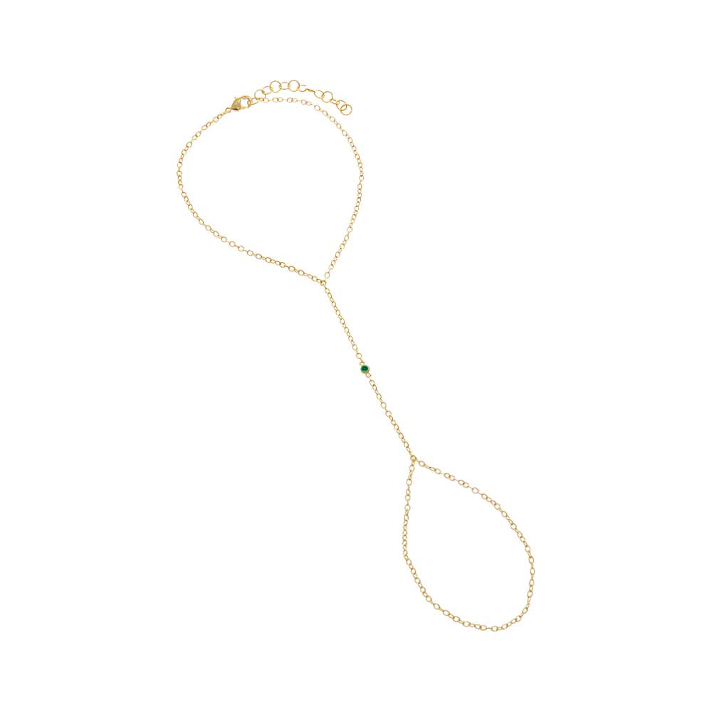 Colored CZ Bezel Hand Chain