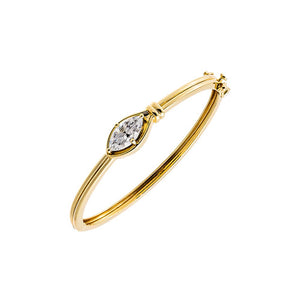 Gold Moissanite Bezel Marquise Center Stone Bangle - Adina Eden's Jewels