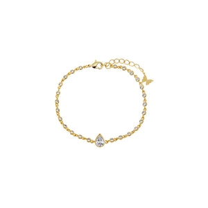 CZ Pear Bezel Link Charm Bracelet