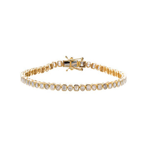 14K Gold Lab Grown Diamond Emerald Bezel Tennis Bracelet 14K - Adina Eden's Jewels