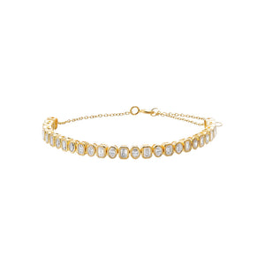Gold Lab Grown Diamond Emerald Bezel Half Tennis Bracelet - Adina Eden's Jewels