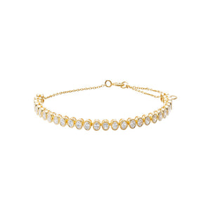 Gold Lab Grown Diamond Oval Bezel Half Tennis Bracelet - Adina Eden's Jewels