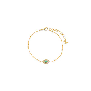 Emerald Green X Baguette Evile Eye Bracelet