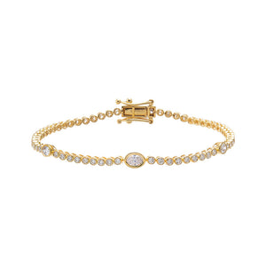 Gold Lab Grown Diamond Bezel Multi Oval Accent Tennis Bracelet - Adina Eden's Jewels