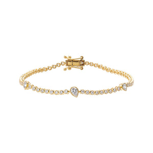 Gold Lab Grown Diamond Bezel Multi Pear Accent Tennis Bracelet - Adina Eden's Jewels