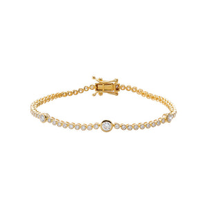 Gold Lab Grown Diamond Bezel Multi Round Accent Tennis Bracelet - Adina Eden's Jewels