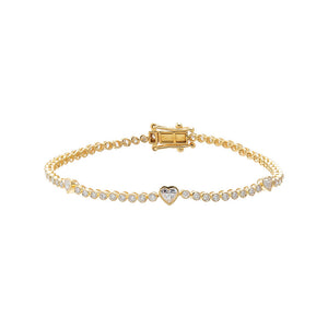 Gold Lab Grown Diamond Bezel Multi Heart Accent Tennis Bracelet - Adina Eden's Jewels