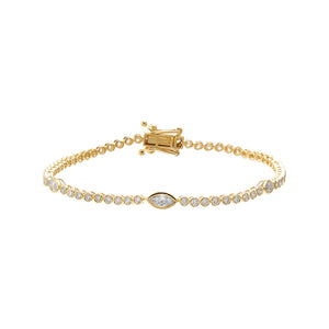 Gold Lab Grown Diamond Bezel Multi Marquise Accent Tennis Bracelet - Adina Eden's Jewels