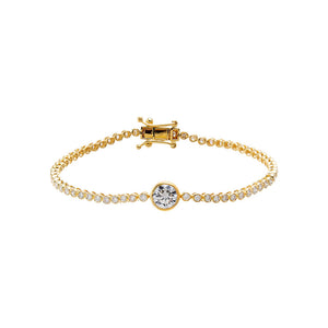 Gold Lab Grown Diamond Bezel Round Accent Tennis Bracelet - Adina Eden's Jewels