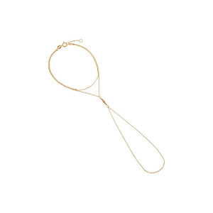 14K Gold Ball Accent Cable Hand Chain 14K - Adina Eden's Jewels