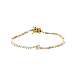 Lab Grown Diamond Pear Bezel Accent Tennis Bracelet 14K