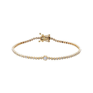 Lab Grown Diamond Round Bezel Accent Tennis Bracelet 14K