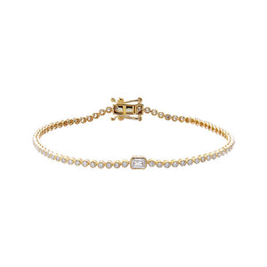 Lab Grown Diamond Emerald Bezel Accent Tennis Bracelet 14K