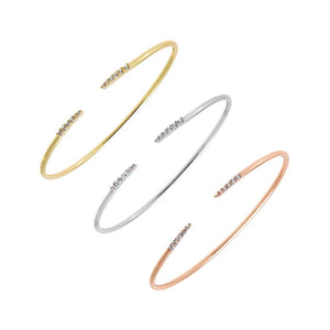 CZ Tipped Open Bangle Bracelet Combo Set