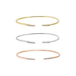 CZ Tipped Open Bangle Bracelet Combo Set