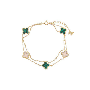 Double Strand Clover Charm Bracelet
