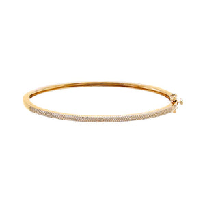 Diamond Pave Triple Row Bangle Bracelet 14K
