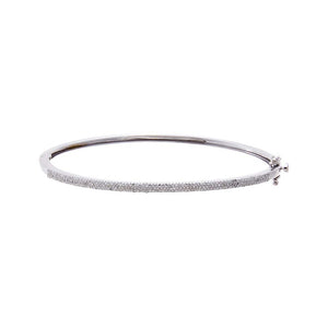 Diamond Pave Triple Row Bangle Bracelet 14K