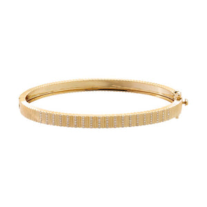 Diamond Pave Ridged Bangle Bracelet 14K