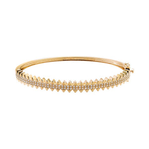 Pave Double Row Spike Bangle Bracelet 14K