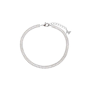 Silver CZ Baguette All Around Tennis Bracelet - Adina Eden's Jewels
