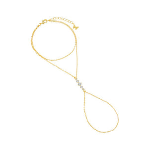 Gold Sparkling CZ Statement Hand Chain - Adina Eden's Jewels