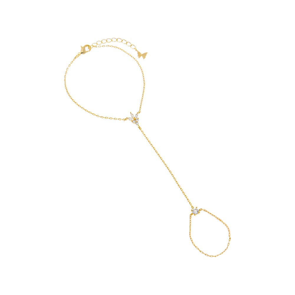Gold CZ Marquise Cluster Hand Chain - Adina Eden's Jewels