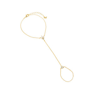 Gold CZ Marquise Cluster Hand Chain - Adina Eden's Jewels