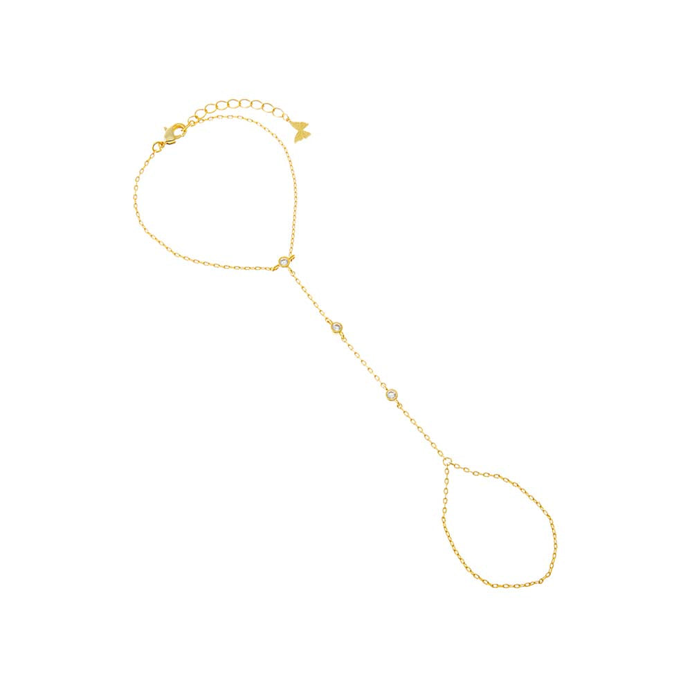 Gold CZ Multi Flower Clusrer Hand Chain - Adina Eden's Jewels