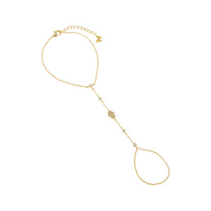 Gold CZ Bezel Hamsa Hand Chain - Adina Eden's Jewels