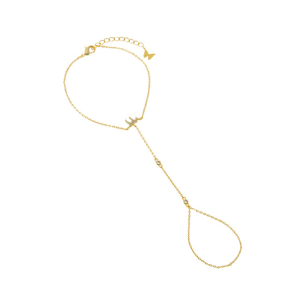 Gold CZ Bezel Chai Hand Chain - Adina Eden's Jewels