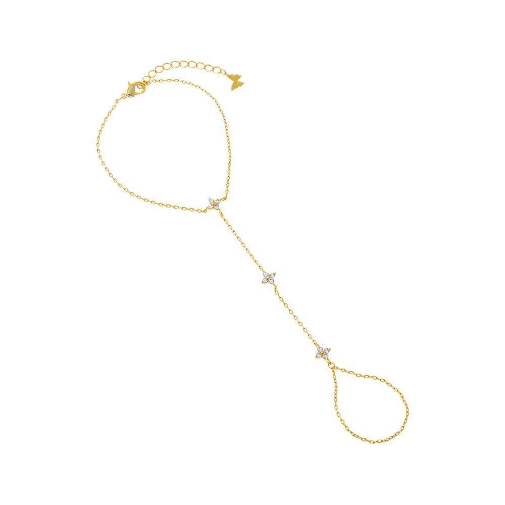 Gold Dainty CZ Bezel Hand Chain - Adina Eden's Jewels