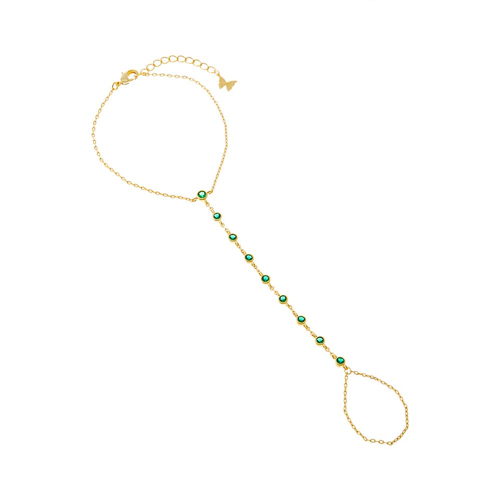 Emerald Green Emerald Green Bezel Station Hand Chain - Adina Eden's Jewels