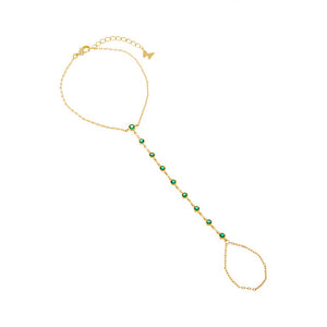 Emerald Green Emerald Green Bezel Station Hand Chain - Adina Eden's Jewels