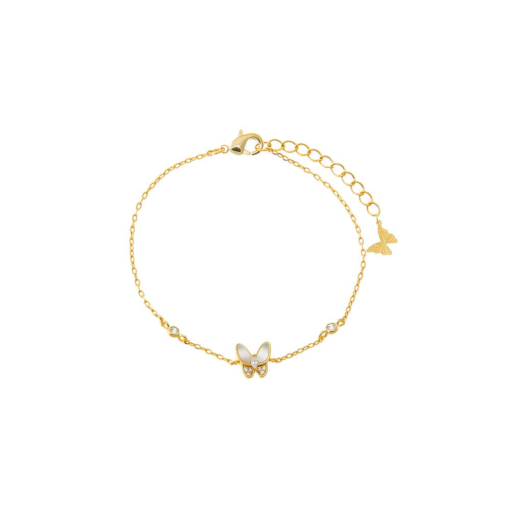 White CZ & MOP Butterfly Accent Bracelet - Adina Eden's Jewels